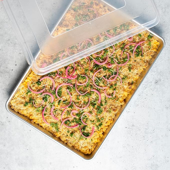 Nordic Ware Extra Large High-Sided Baking Pan, 21.1 x 15 x 2 inches, XL Big baking pan Natural Uncoated Aluminum, Reinforced Steel Rim Prevents Warping, Big Batch with Lid