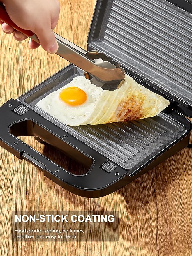 Reemix 3-in-1 Waffle, Grill & Sandwich Maker, Panini Press Grill and Waffle Iron Set with Removable Non-Stick Plates, Perfect for Grilled Cheese, Tuna Melts, Burgers, Steaks (Black, Stainless steel)