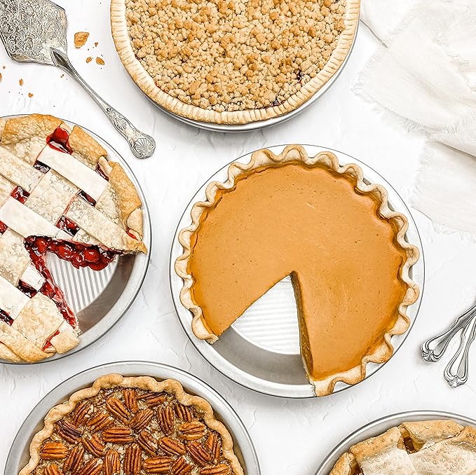 USA Pan Bakeware Aluminized Steel Commercial Pie Pan, Silver (Pack of 6)