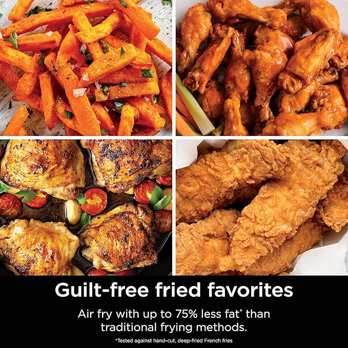 Ninja Air Fryer, 10QT DoubleStack XL 2-Basket, Compact Design, Cooks 5lb Whole Chicken, Feeds Up to 8 People, 6-in-1 Air Fryer, Roast, Bake & More, Easy to Clean, Dishwasher Safe Parts, Grey, SL401