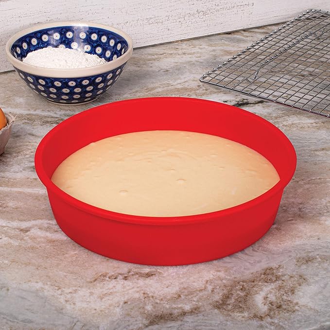Mrs. Anderson's Baking Silicone 9-Inch Round Cake Pan, BPA Free, Non-Stick European-Grade Silicone, 9.5 x 2.25-Inches