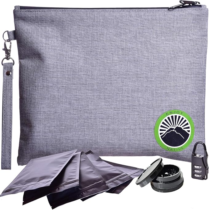 Enjoy Native Smell Proof Bag with Lock 11" x 9", Smell Proof Container, Dog Tested Odor resistant Bags, Best Zipper odor sealing pouch for Herbs, Coffee & Travel Medicine, Scent resistent Containers