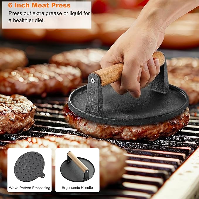 grilljoy Professional Griddle Accessories Kit Set with Smash Burger Press - Extra Thick Grill Spatula, Turner, Flipper - 38PCS Flat Top Grill Tools Kit for Outdoor Barbecue Teppanyaki Camping Cooking