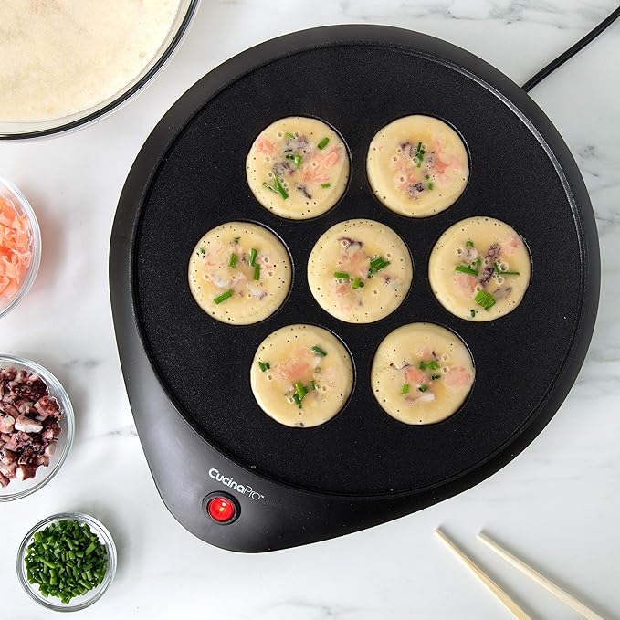 Ebelskiver Maker- Electric Non-stick Baker for Making Takoyaki, Ebelskiver or Octopus Balls, Aebleskivers, Donut Holes & Cake Pops, Unique Danish Mini Pancakes or Dessert Treat- Baking Gift for Her