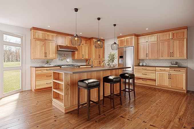 Quicklock RTA (Ready-to-Assemble) 42" Tall Wall Kitchen Cabinets - Shaker Style | 100% Hardwood | Made in America | Soft Close Hardware (Rustic Hickory, 12" D x 24" W x 42" H Corner)