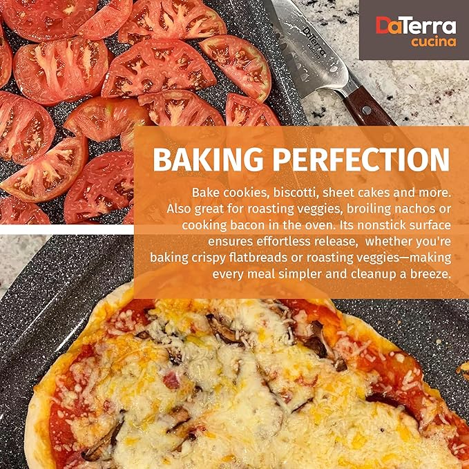 DaTerra Cucina - 16" x 11" x 1" Nonstick Ceramic Coated Baking Sheet Twin Pack – Professional Grade, PTFE, Cadmium, Lead & PFOA Free, Oven Safe, Ideal for Baking, Roasting, and Cooking