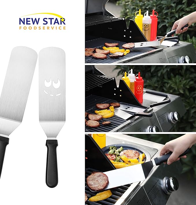 New Star Foodservice 1029161 Commercial-Grade 3-Piece Stainless Steel BBQ Spatula Set