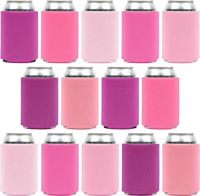 Blank Beer Can Cooler Sleeves (14-Pack) Soft Insulated Beer Cozy for Cans - HTV Friendly Plain Coolies in Bulk for Beer Cans & Bottles - Can Cozy Sublimation Blanks for Vinyl Projects & Wedding Favors