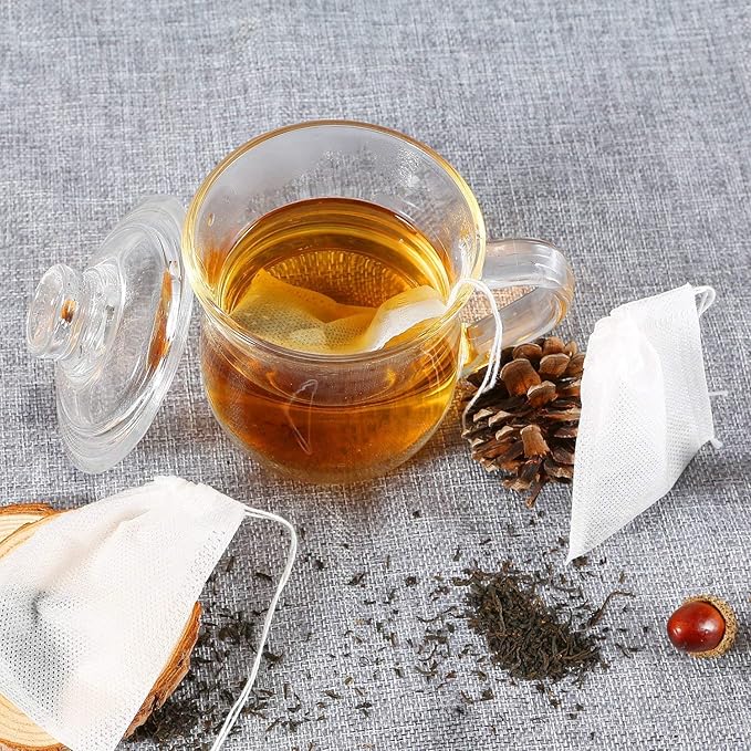 200 Pcs Disposable Tea Bags for Loose Leaf Tea, Empty Tea Bags for Loose Tea with Drawstring, Natural Tea Filter Bags