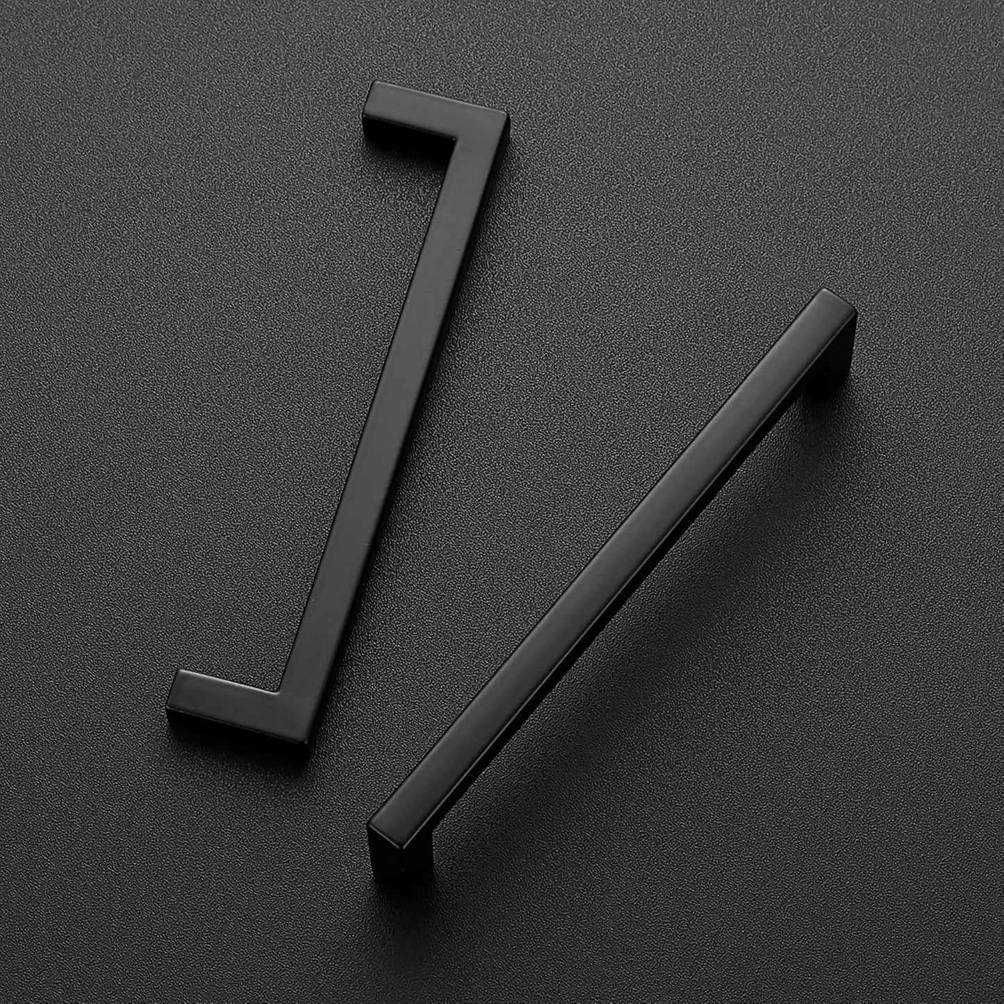 Ravinte 5 Pack 5 Inch Hole Center Solid Slim Square Pulls Matte Black Kitchen Cabinet Handles Square Bar Drawer Handles Flat Black Drawer Pulls for Cupboard Dresser and Cabinets