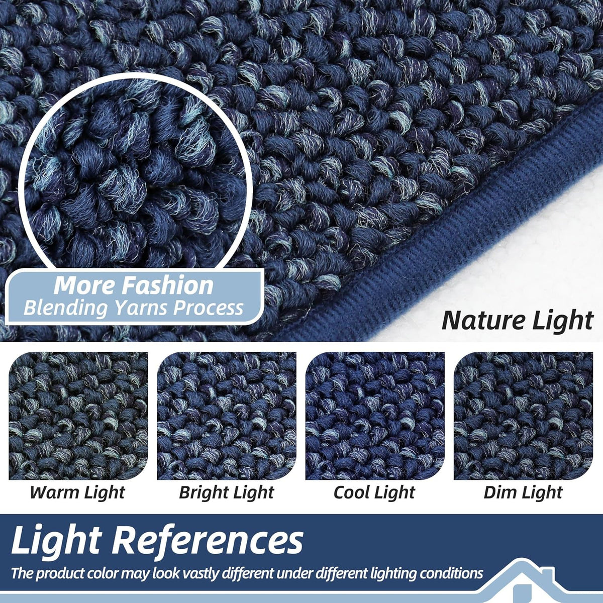 BEQHAUSE Kitchen Rugs 32"x48", Non-Slip Kitchen Mats for Floor, Super Absorbent and Stain Resistant Kitchen Rugs, Machine Washable Rugs for Kitchen, Hallway, Laundry & Sink, Blue
