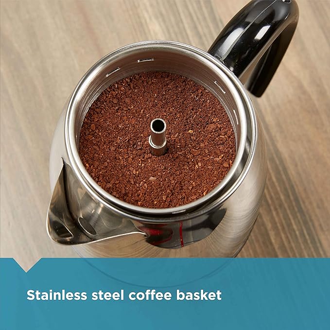 Farberware Electric Coffee Percolator,FCP240,Stainless Steel Basket,Automatic Keep Warm,No-Drip Spout,4 Cup,Black/Silver,(Pack of 6)