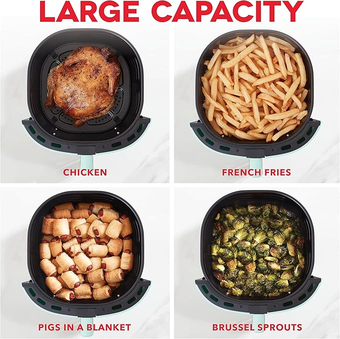 Dash Tasti-Crisp™ Air Fryer - AirCrisp® Technology - Compact Design with Adjustable Temperature Control - Nonstick Fry Basket & Auto Shut-Off Feature - 6 Quarts - Black