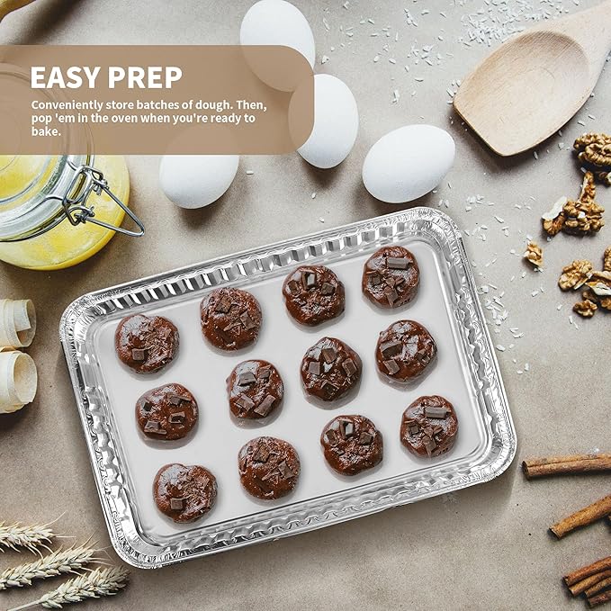 24 Pack 16 x 11 inch Aluminum Disposable Cookie Sheets for Baking and Roasting Disposable Aluminum Foil Grilling Pans for Brownie Tins,Cooking Thin, Cakes