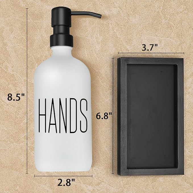 White Glass Hand Soap Dispenser and Dish Soap Dispenser for Kitchen| Kitchen Soap Dispenser Set |Black Soap Pumps Dispenser Set| Perfect for Luxury Kitchen Counter Décor