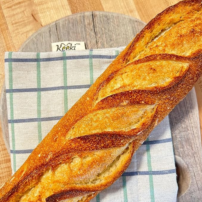 Keeki Bag - The Original Beeswax Lined Bread Bag for Homemade & Sourdough | Reusable Linen Bread Storage | Beeswax Wrap Alternative | Plastic-Free Storage w/Wide Drawstring Closure (Natural)