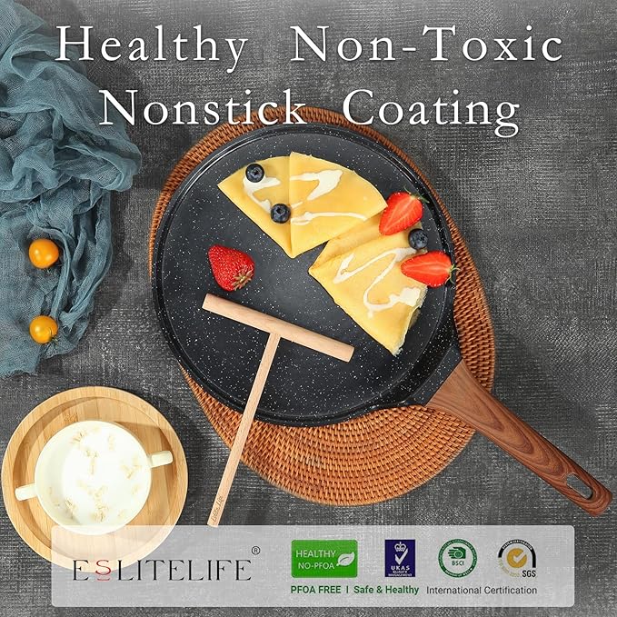 ESLITE LIFE 9.5 Inch Nonstick Crepe Pan and Grill Pan