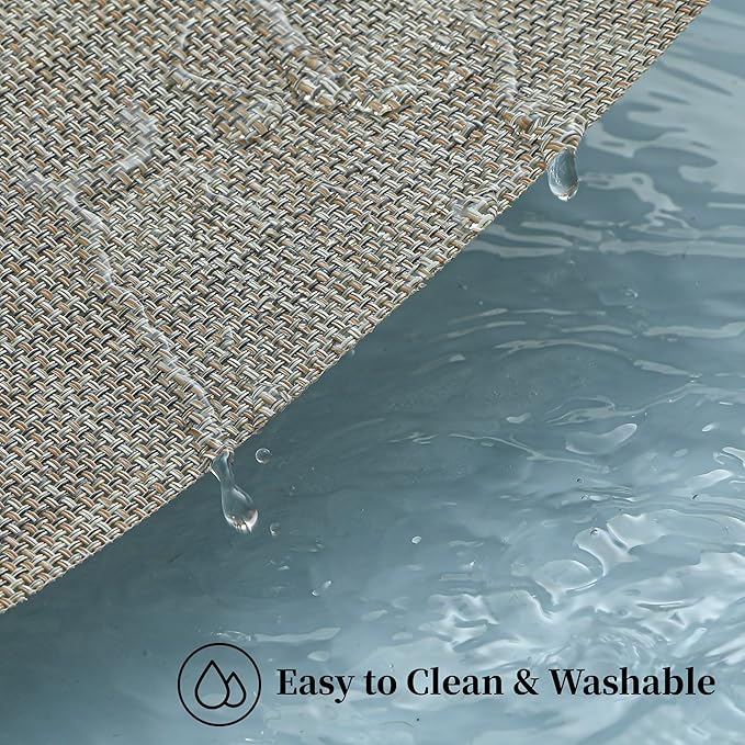Leetaltree Linen Yellow Placemats Set of 12 - Heat Resistant Non-Slip Place mats for Dining Table, Washable Durable PVC Vinyl Woven Table Mats（Linen Yellow, 12）