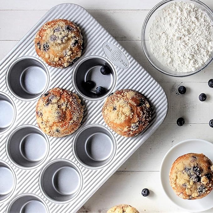 USA Pan Bakeware Muffin Pan, 12-Well, Aluminized Steel