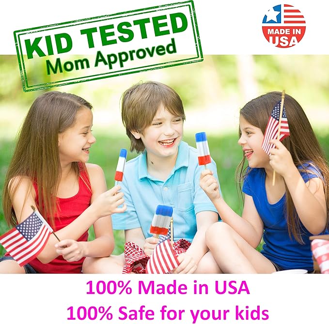 American Ice Pop Maker - Frozen Popsicle Mold Kit Moldes Para Paletas - 10 Large BPA Free Removable Plastic Molds + 50 Wood Sticks, Cleaning Brush, Healthy Kids Fruit & Cream Treats(Classic-10, Blue)