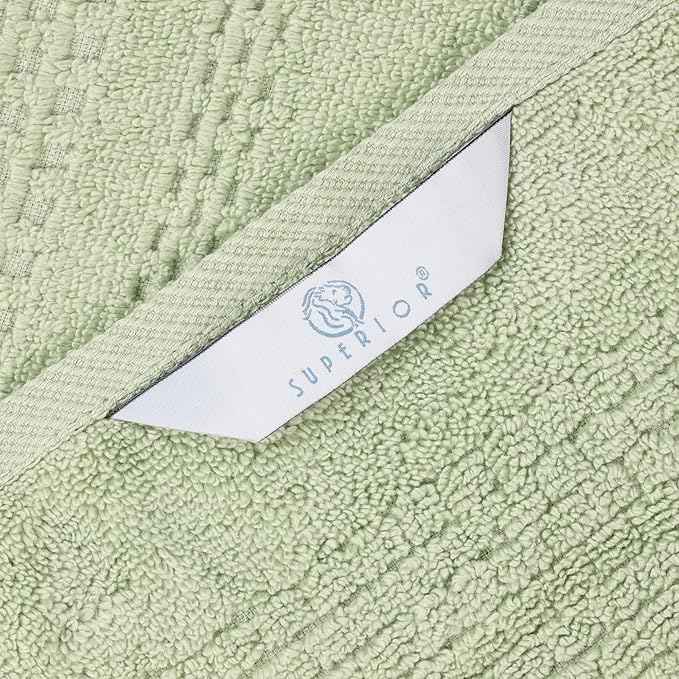 Superior Playa Zero Twist Cotton Medium Weight Towels, for Guest Bath, Bathroom, Shower, Spa, Plush, Quick Dry, Ultra-Soft Towels, Bath Essentials, Waffle Textured, 8 Piece Assorted Towel Set, Green
