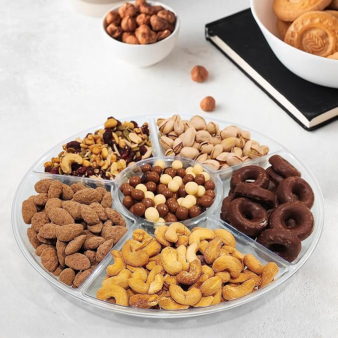 R-kay 4 Pack, 6 Sectional Clear Plastic Serving Trays For Party - Heavy Duty Party Trays For Serving Food - 12 Inch Trays And Platters - Veggie Tray Platter/Divided Serving Tray