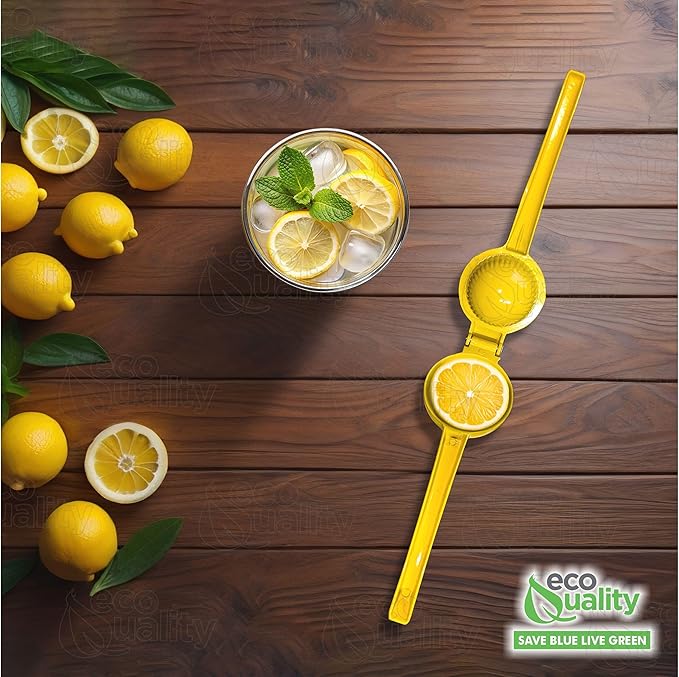 EcoQuality Heavy Duty Handheld Yellow Citrus Juice Squeezer Premium Lemon, Lime & Orange Press for Maximum Extraction Easy to Use, Durable and Rust Resistant Metal Manual Juicer (4)
