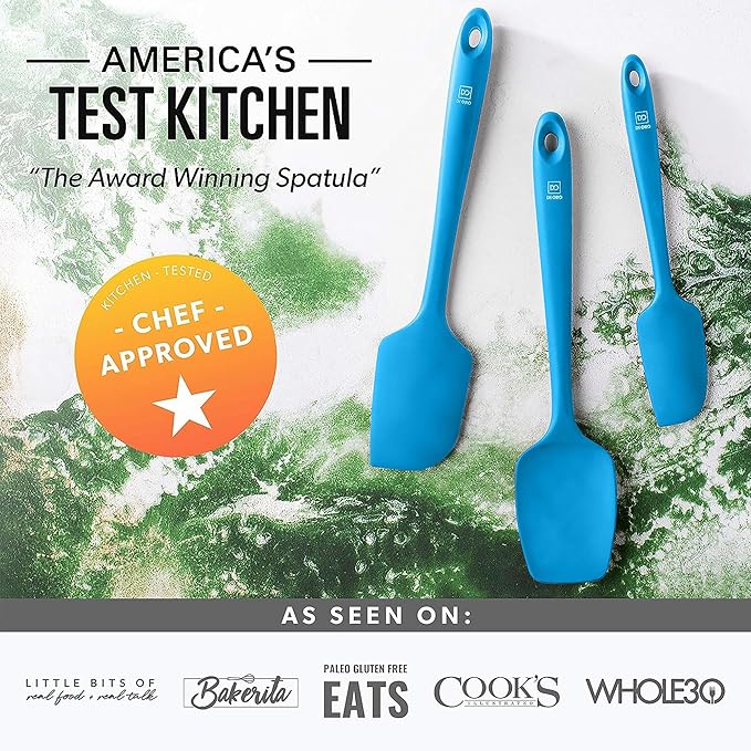 DI ORO Silicone Spatula Set - Rubber Kitchen Spatulas for Baking, Cooking, & Mixing - 600°F Heat-Resistant & BPA Free Silicone Scraper Spatulas for Nonstick Cookware - Dishwasher Safe (4pc, Blue)