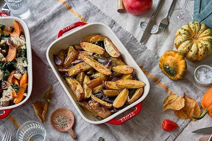 STAUB Ceramic Rectangular Baking Dish Set, 2 pc, Cherry