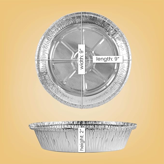 PLASTICPRO 9'' Inch Round Tin Foil Pans Disposable Aluminum, Freezer & Oven Safe - For Baking, Cooking, Storage, Roasting, & Reheating, Pack of 20