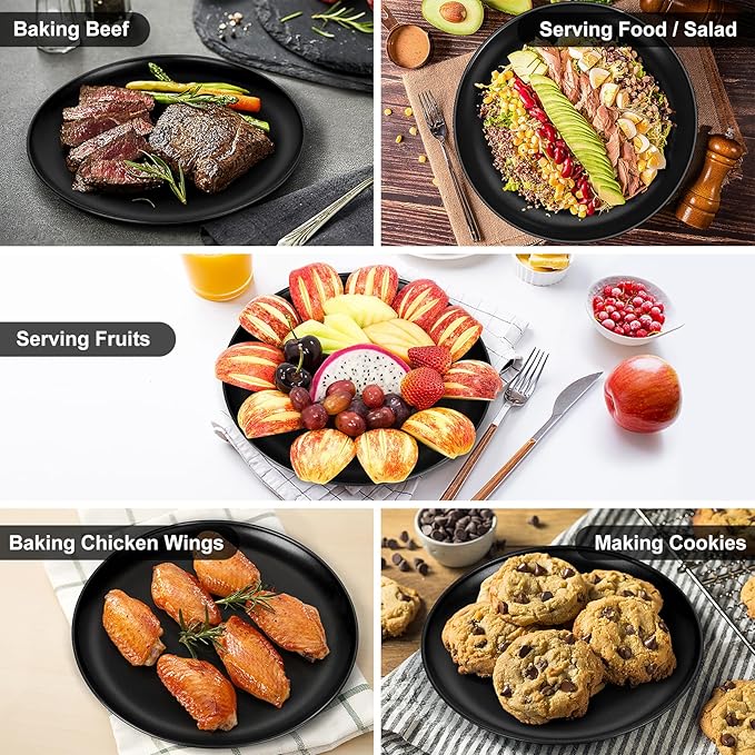 P&P CHEF Pizza Pan Set of 2, Stainless Steel Pizza Tray, Round Pizza Plate For Pie Cookie Pizza Cake, Non Toxic & Heavy Duty, Dishwasher Safe & Easy Clean, 10 Inch & Black