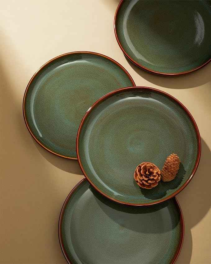 Plates and Bowls Sets for 8, 24 Piece Dinnerware Set for Large Families & Entertaining, Elegant Design, Dishwasher & Microwave Safe, Chip Resistant and Durable, Sage Green
