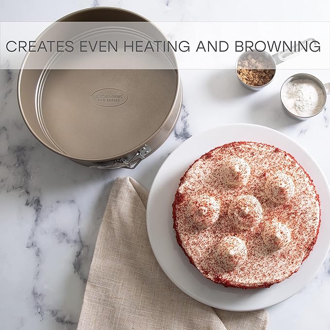 Kitchen Details Pro Series 9.5 Inch Round Spring Form Pan | Dimensions: 9.5” x 2.7 | Nonstick | Even Heating and Browning | Easy Release | Easy to Clean | Durable | Bakeware | Kitchen