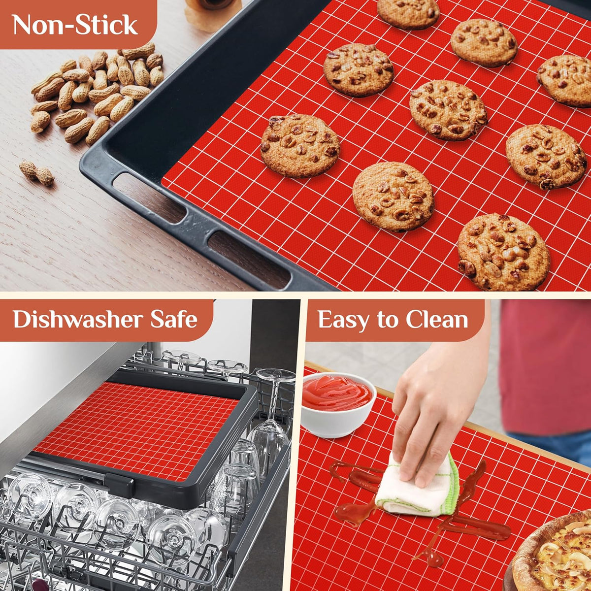 Silicone Baking Mat, 12 IN x 6 FT Free Cutting Baking Sheet,Non-Stick Reusable Dough & Pastry Mat,Non-Slip Silicone Mat Roll for Air Fryer Liner,Freeze Dryer,Oven Baking Pan,Kitchen Counter