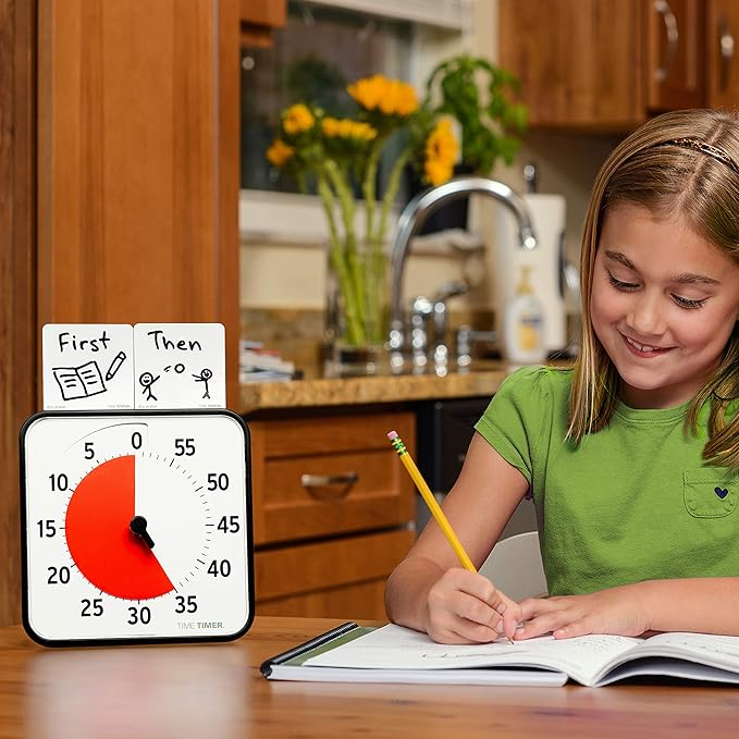 TIME TIMER 8 inch Visual Timer - 60 Minute Kids Desk Countdown Clock with Dry Erase Activity Card, Also Magnetic - for Kids Classroom, Homeschooling Study Tool, Task Reminder, Home and Kitchen Timer