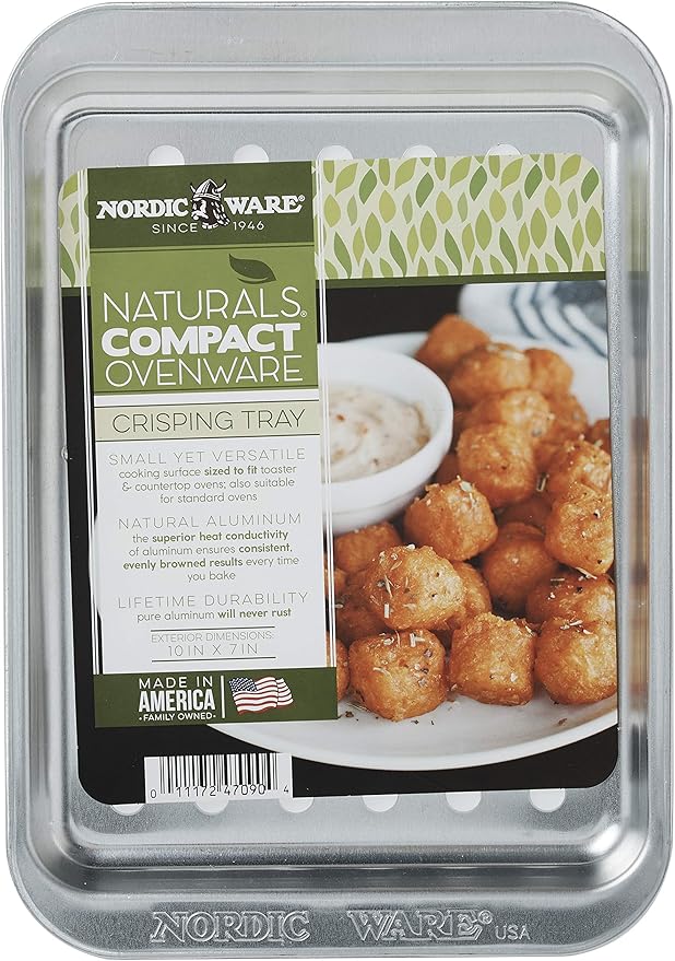 Nordic Ware Naturals Compact Crisping Tray - Natural Uncoated Aluminum, Toaster Oven and Broiler Safe
