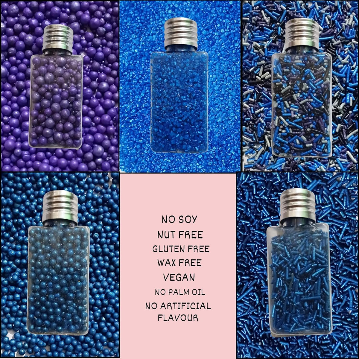 Confect Edible Cake Sprinkles – Decorating Mix | Navy & Blue Purple Pearls, Silver & Black Jimmies, Blue Sparkling Sugar | Sprinkles for Cake, Cupcake & Cookie Decoration - Vegan, Gluten-Free, Nut-Free, Soy-Free, Dairy-Free, Palm Oil-Free-5 Oz