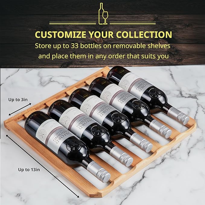 SCHMÉCKÉ 33 Bottle Dual Zone Wine Cooler Refrigerator w/Lock - Large Freestanding Wine Cellar For Red, White, Champagne & Sparkling Wine - 41f-64f Digital Temperature Control Fridge Stainless Steel