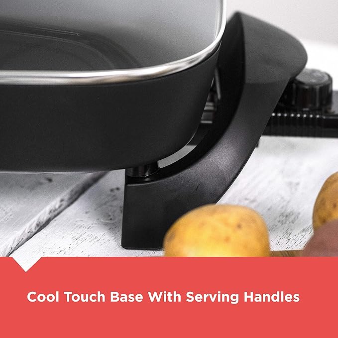 BLACK+DECKER Electric Skillet,Variable Temperature Control,Nonstick Cooking Surface,Dishwasher Safe,Tempered Glass Lid,12"x15",(Pack of 2)